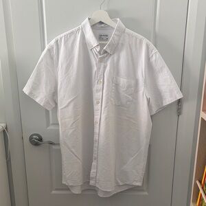 Frank & Oak White Short-Sleeve Button-Down Shirt